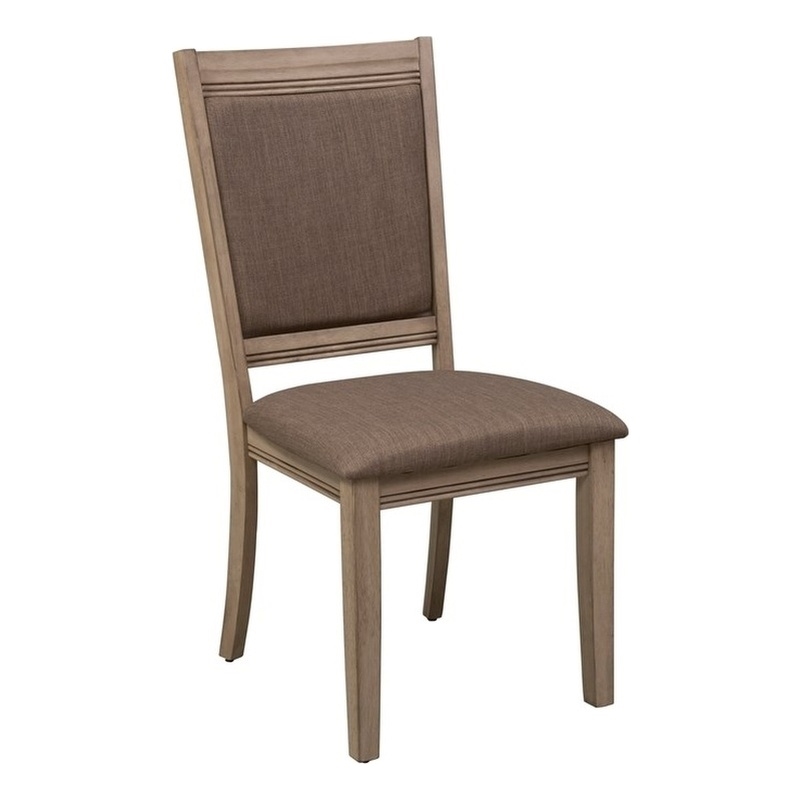 Pemberly Row Upholstered Side Chair with Bead Molding in Sandstone/Brown