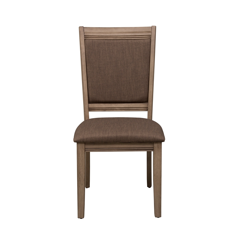 Pemberly Row Upholstered Side Chair with Bead Molding in Sandstone/Brown