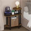 Pemberly Row 3-Tier Oval Sofa Open Shelf Narrow Nightstand in Amber Pine