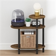 Pemberly Row 3-Tier Oval Sofa Open Shelf Narrow Nightstand in Amber Pine