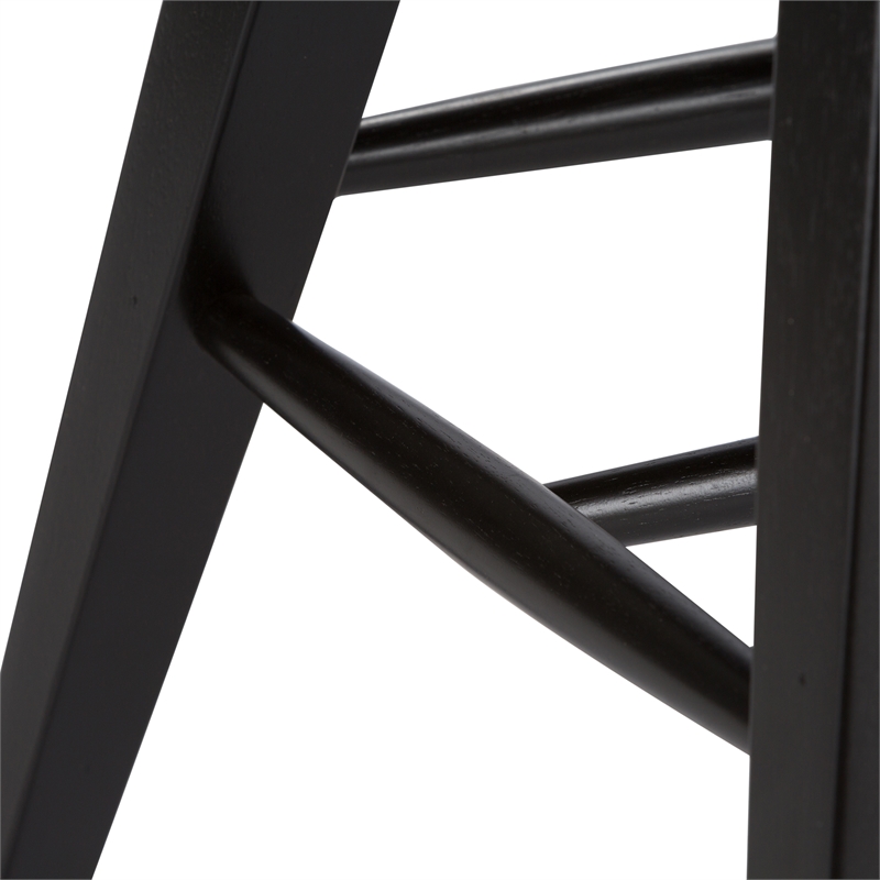 Pemberly Row Windsor Back Side Chair Set of 2 in Black with Nylon Glides