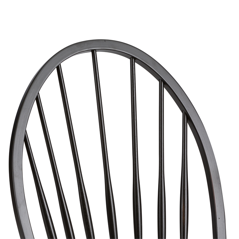 Pemberly Row Windsor Back Side Chair Set of 2 in Black with Nylon Glides