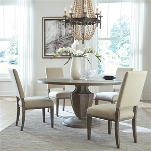 Pemberly Row 5 Piece Pedestal Table Set with Fluted Base in Havana Brown