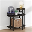 Pemberly Row 3-Tier Oval Sofa Open Shelf Narrow Nightstand in Espresso