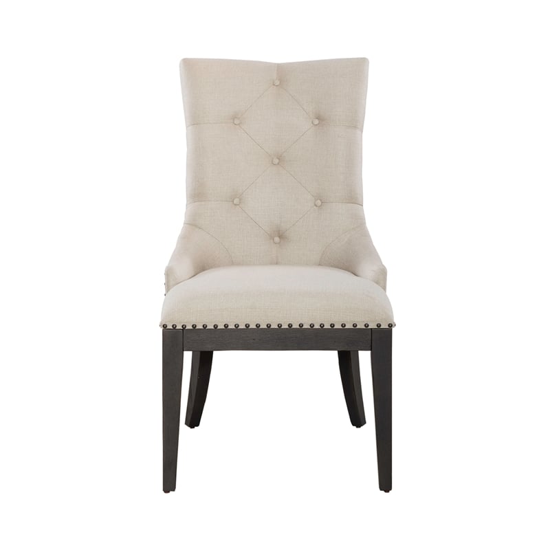 Pemberly Row Upholstered Shelter Side Chair Set of 2 in Black