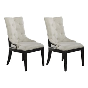 Pemberly Row Upholstered Shelter Side Chair Set of 2 in Black