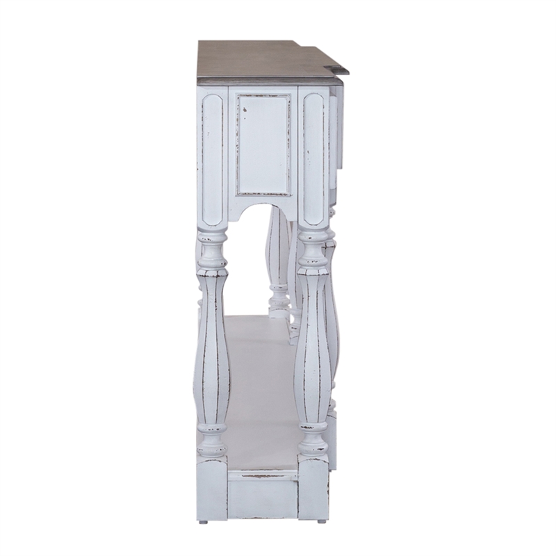 Pemberly Row White 72 Inch Hall Console Table with Bottom Shelf