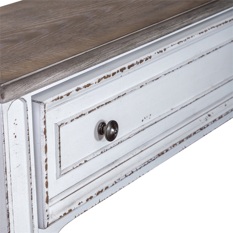 Pemberly Row White 72 Inch Hall Console Table with Bottom Shelf