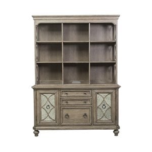 Pemberly Row Multi Credenza and Hutch Set with Grid Overlay and Dovetail