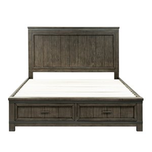Pemberly Row Dark Gray Queen Storage Bed with Metal Strip Accents