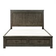 Pemberly Row Dark Gray Queen Storage Bed with Metal Strip Accents