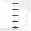 Pemberly Row 5-Tier Corner Display Rack Shelving Unit in Brown Grain