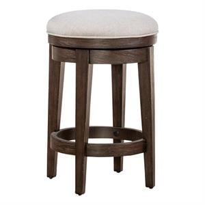 Pemberly Row 25&quot Wood Console Stool with Swivel Seat in Peppercorn Espresso
