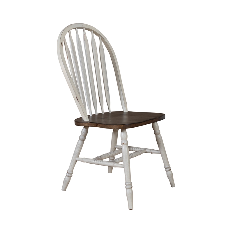 Pemberly Row Windsor Side Chair Set of 2 with Turned Legs in White