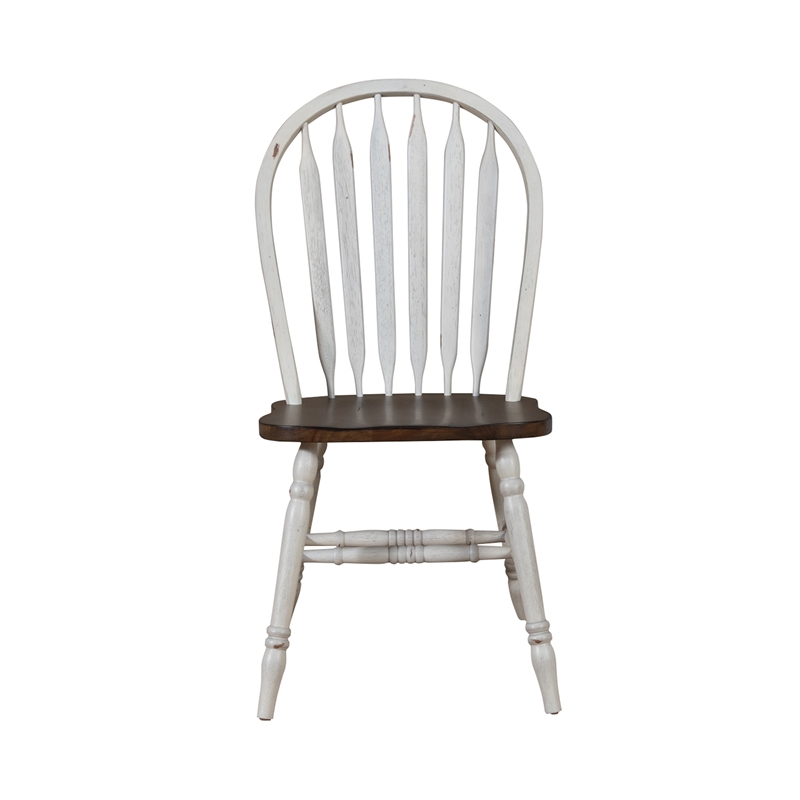 Pemberly Row Windsor Side Chair Set of 2 with Turned Legs in White