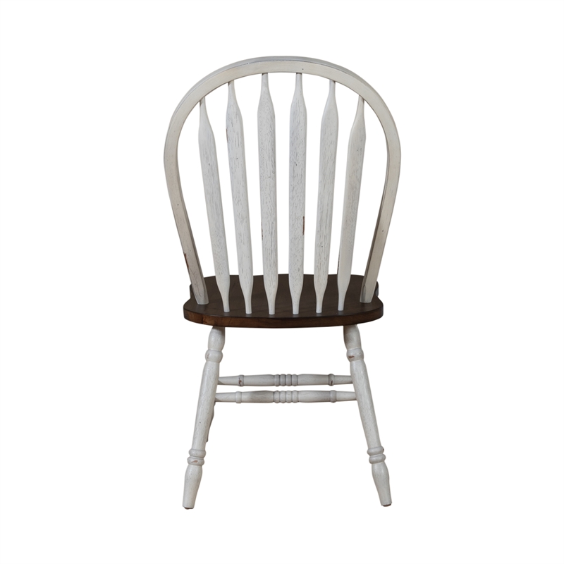 Pemberly Row Windsor Side Chair Set of 2 with Turned Legs in White