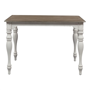Pemberly Row Gathering Dining Table with Fancy Face Top in Antique White