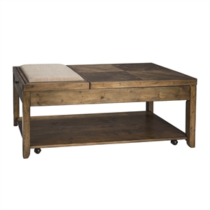 Pemberly Row Medium Brown 3 Piece Set with Cocktail and End Tables