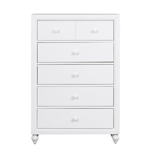 Pemberly Row White 5 Drawer Chest with Dovetail and Case Moldings