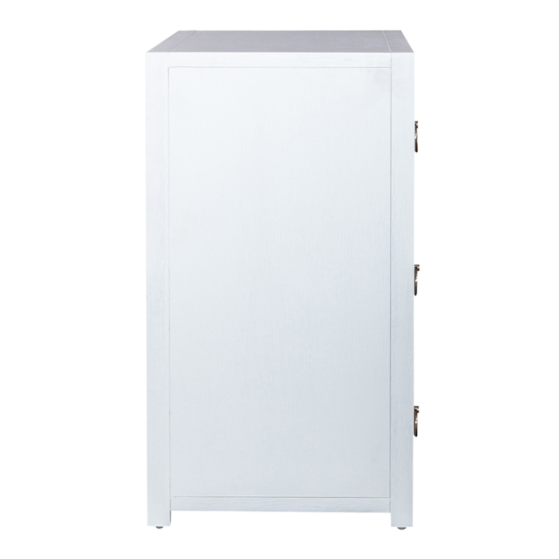Pemberly Row Accent Cabinet with 3 Drawers and Brass Hardware in White