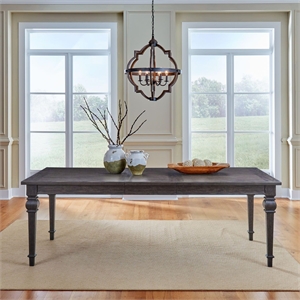 Pemberly Row Rectangular Leg Table with Bead Molding in Brown