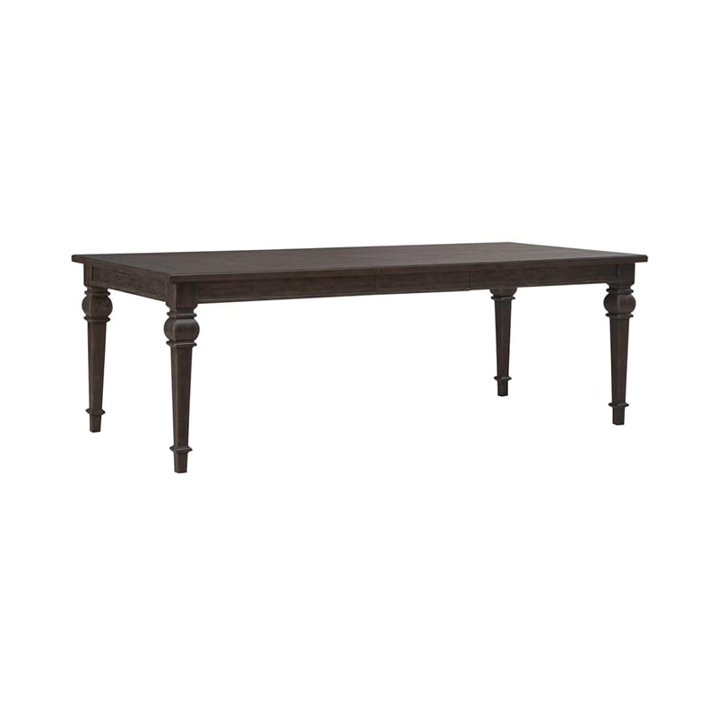 Pemberly Row Rectangular Leg Table with Bead Molding in Brown