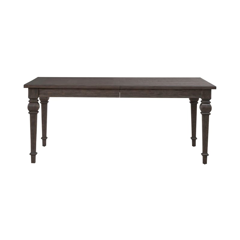 Pemberly Row Rectangular Leg Table with Bead Molding in Brown