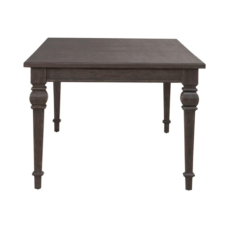 Pemberly Row Rectangular Leg Table with Bead Molding in Brown