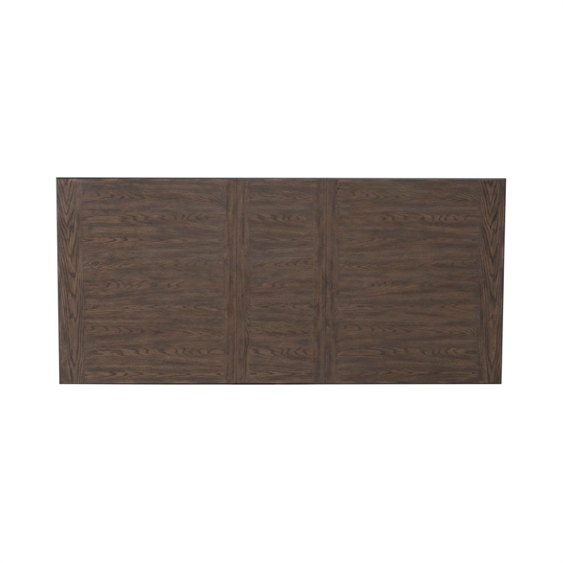 Pemberly Row Rectangular Leg Table with Bead Molding in Brown