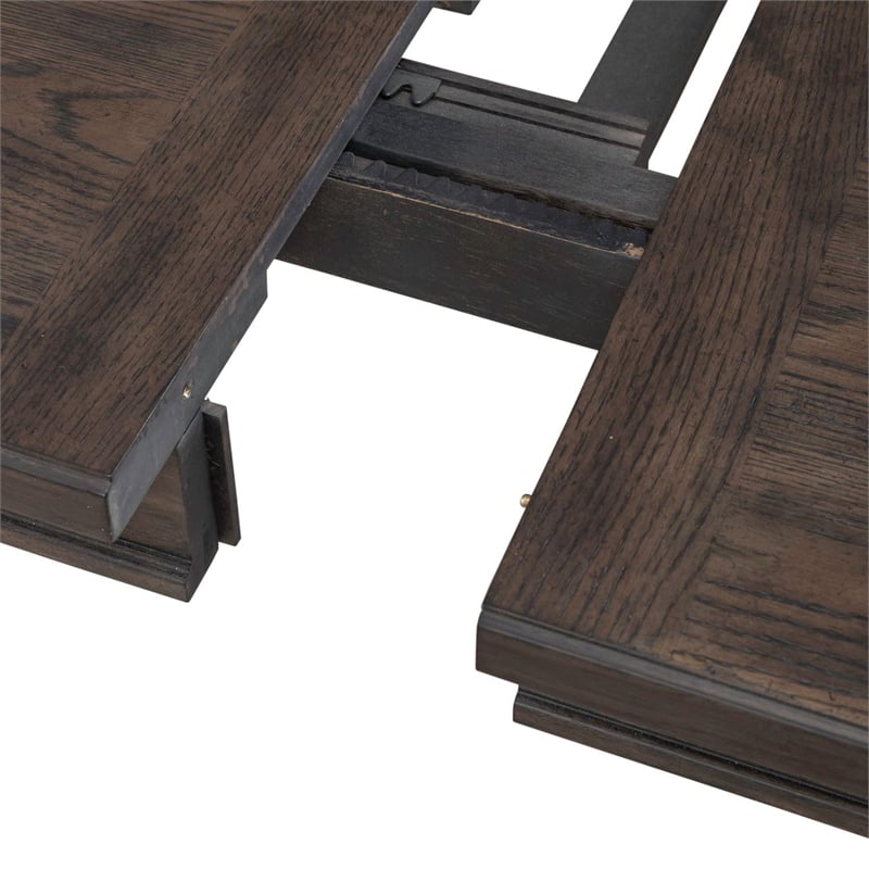 Pemberly Row Rectangular Leg Table with Bead Molding in Brown