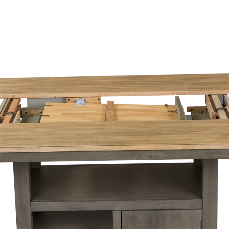 Pemberly Row Light Gray 5 Piece Gathering Table Set with Island
