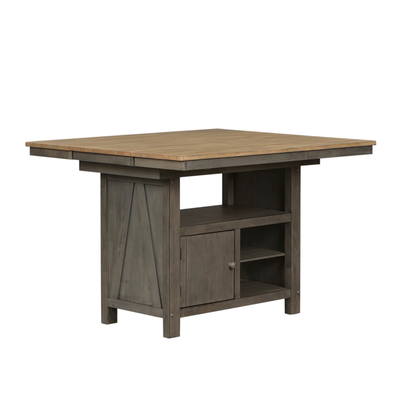 Pemberly Row Light Gray 5 Piece Gathering Table Set with Island