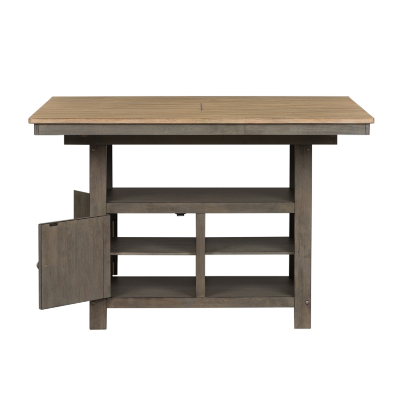 Pemberly Row Light Gray 5 Piece Gathering Table Set with Island
