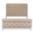 Pemberly Row White Queen Upholstered Sleigh Bed with Tufted Chenille