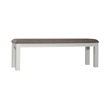 Pemberly Row Upholstered Dining Bench with Grey Linen in White