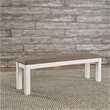 Pemberly Row Upholstered Dining Bench with Grey Linen in White