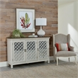 Pemberly Row 3 Door Accent Cabinet with Mirrored Glass in White/Gray