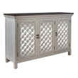Pemberly Row 3 Door Accent Cabinet with Mirrored Glass in White/Gray
