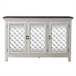 Pemberly Row 3 Door Accent Cabinet with Mirrored Glass in White/Gray