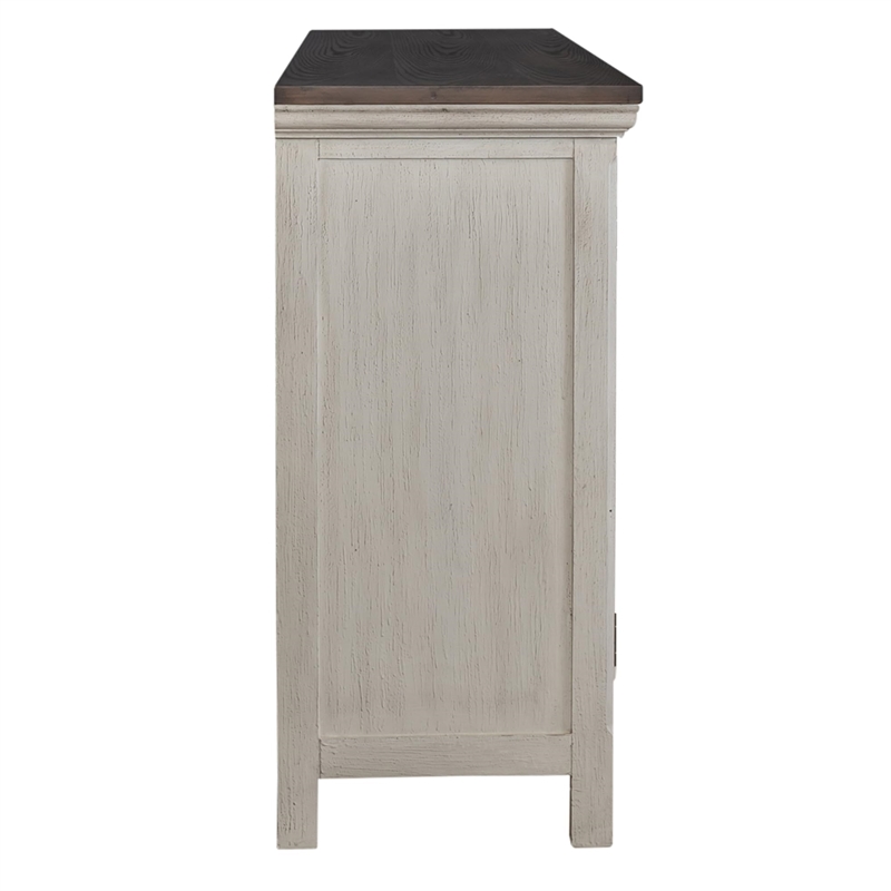 Pemberly Row 3 Door Accent Cabinet with Mirrored Glass in White/Gray