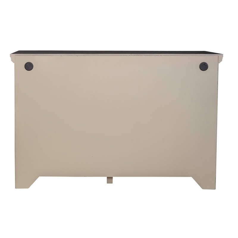 Pemberly Row 3 Door Accent Cabinet with Mirrored Glass in White/Gray