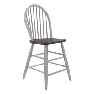 Pemberly Row White Windsor Back Counter Chair Set of 2 with Distressing