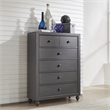 Pemberly Row Dark Gray 5 Drawer Chest with Dovetail and Case Moldings