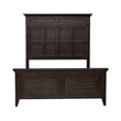 Pemberly Row Queen Panel Bed with Heavy Crown Molding in Saddle Brown