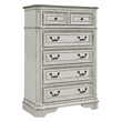 Pemberly Row White 5 Drawer Chest with Felt Lined Top Drawers and Bail