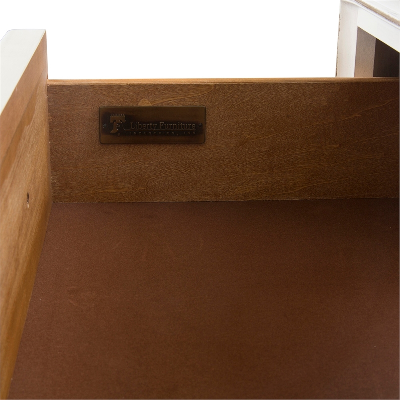 Pemberly Row White 5 Drawer Chest with Felt Lined Top Drawers and Bail
