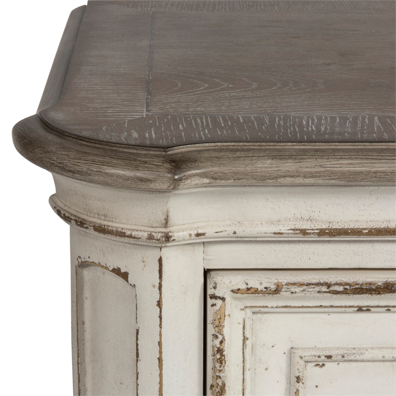 Pemberly Row White 5 Drawer Chest with Felt Lined Top Drawers and Bail