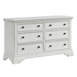Pemberly Row 6-Drawer Dresser with Solid Wood Construction in Brushed White