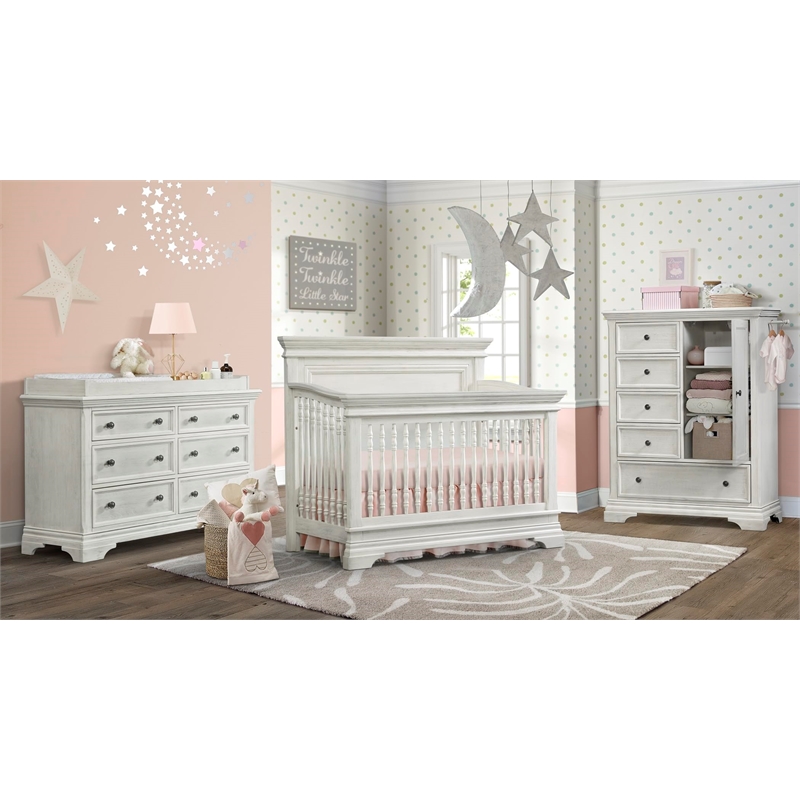 Pemberly Row 6-Drawer Dresser with Solid Wood Construction in Brushed White