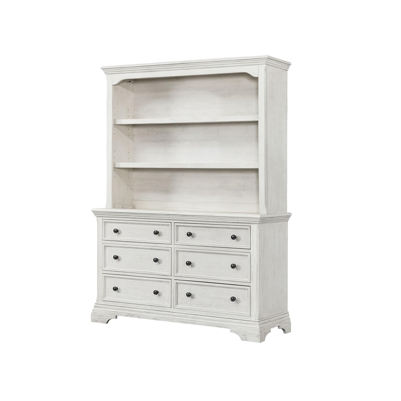Pemberly Row 6-Drawer Dresser with Solid Wood Construction in Brushed White